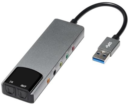Tarjeta de sonido externa USB con SPDIF digital para sistemas envolventes 5.1 y 7.1, cuerpo de aluminio, tarjeta de sonido externa USB