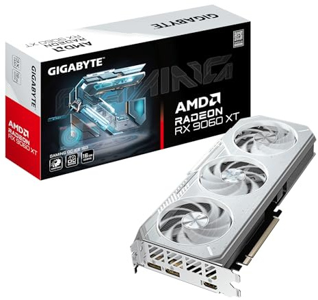Gigabyte GAMING Radeon RX 9060 XT OC ICE 16G Graphics Card - 16GB GDDR6, 256bit, PCI-E 5.0, 3320 MHz Core Clock, 2 x DisplayPort, 1 x HDMI, GV-R906XGAMINGOCICE-16GD