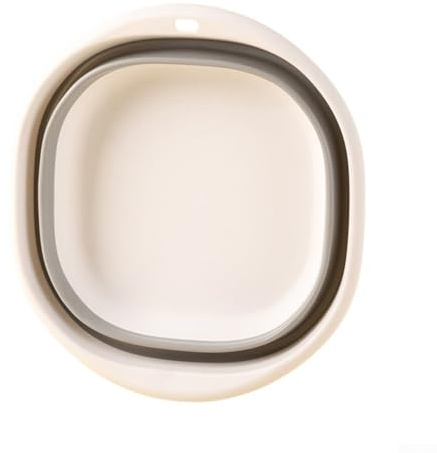 Bassine à vaisselle portable pliable pour le camping, gain de place pour l'extérieur, blanc + gris, taille M