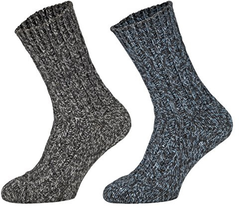 Tobeni 4 Pares cálidos Mujer Hombre Calcetines Noruegos Invierno Lana de Oveja Prelavada Unisex Color 2x Antracita 2x Armada Azul Tamano 43-46