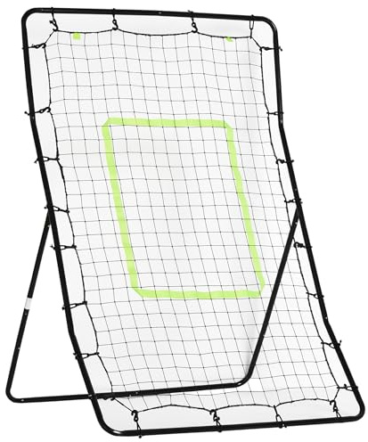 HOMCOM Rete Elastica Rimbalzo da Baseball, Rete per Lanci Battute di Baseball Rimbalzatore Portatile, Rete da Calcio, per Softball, 90x80x140cm, Nero
