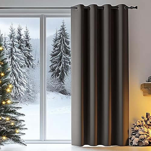 PANOVOUS Wide Blackout Curtains for Sliding Glass Door, Patio Door Curtain Panel, Room Divider Curtains for Privacy 100W x 84L Inch 1 Panel GREY