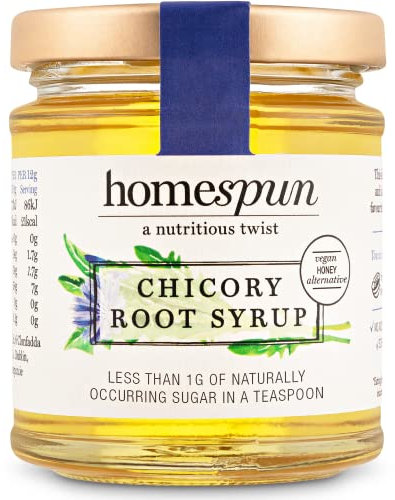 Homespun Chicory Root Syrup - Keto & Low Carb Sweetener - Low Sugar, Vegan Honey - High in Prebiotic Fibre - Low GI Natural Sweetener - Plant Based - 200g Glass Jar
