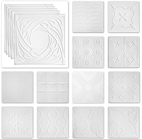 Deckenplatten aus Styropor XPS - Weiße Deckenpaneele pflegeleicht & robust - (26QM Sparpaket NR.96 50x50cm) Feuchtraum Decke Wand Deckenverkleidung