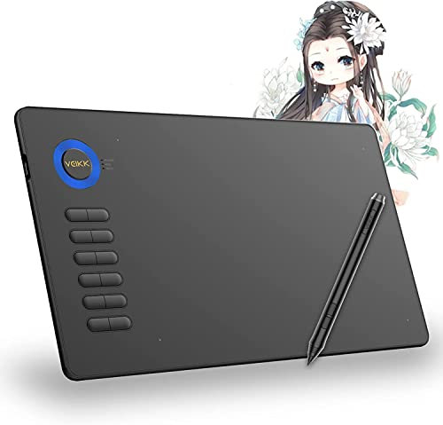 Tavoletta Grafica, Supporto Linux e Chrome OS, 12 Tasti Personalizzabili e 8192 livelli di Penna senza Batteria, VEIKK A15 Tavoletta Grafica per PC Mac con Guanto per Android Windows - Blu