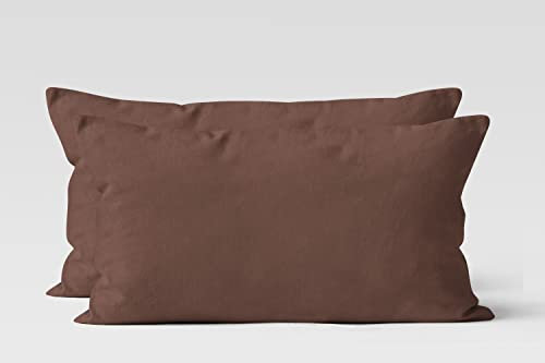 Müskaan 2er Set Jersey Kissenhüllen 100% Baumwolle superweich Kopfkissenhülle Bettkissenbezug Kopfkissenbezug Kissenbezg Dekorkissen (braun, 40 x 80 cm)