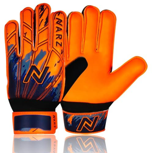 NARZ Fussball Torwarthandschuhe Kinder mit super Grip Latex mit stoßdämpfender Polsterung zum Schutz der Handflächen und Finger, Kinder-fußball Handschuhe für Jungen und Mädchen