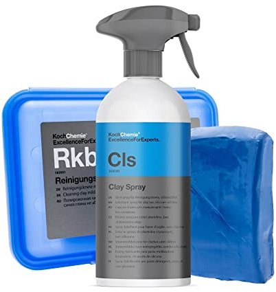 Koch Chemie Reinigungsknete blau Rkb mild 200g & CLS Clay Spray 500ml & Kingsize Aufkleber