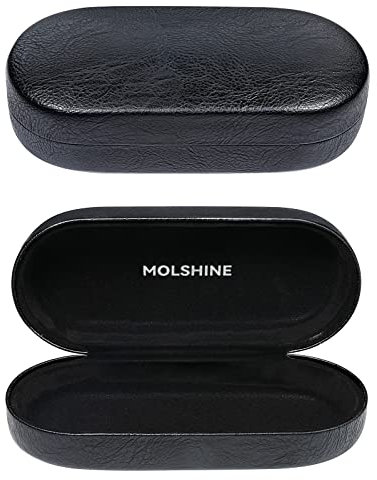 molshine Custodia rigida per occhiali da sole, classica grande custodia per occhiali da sole per donne e uomini, occhiali da sole, nero, Large