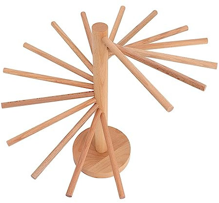 Asixxsix Estante de Secado de Pasta,Estante de Secado de Pasta de Madera Plegable para Cocina con 18 Brazos, Fácil de Montar, Secador de Pie de Espagueti Fresco Hecho en Casa para Espagueti