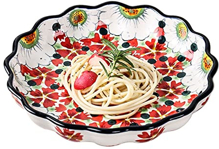 Teglia da forno, teglia in ceramica, piatto da zuppa in ceramica in porcellana, teglia da 8 pollici, ciotola per pasta, rosso (colore: rosso) (colore: rosso)