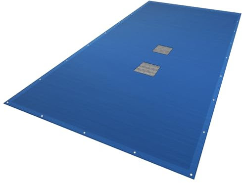 VOUNOT Poolabdeckung rechteckig, Pool Abdeckplane aus Polyethylen 160 g/m² mit Abflussnetz, Doppelte Poolplane Wasserdicht Schimmelresistent Reißfest mit Aluminiumösen 4X8m