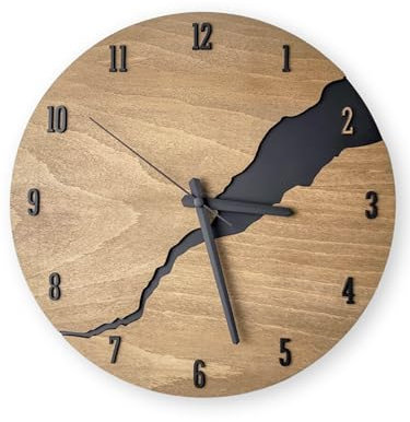 DECOCRAY Orologio da Parete in Legno Moderno 30 cm – Design Silenzioso e Decorativo con Numeri 3D | Orologio da Muro Elegante per Cucina, Soggiorno, Camera o Ufficio – Orologio Minimal