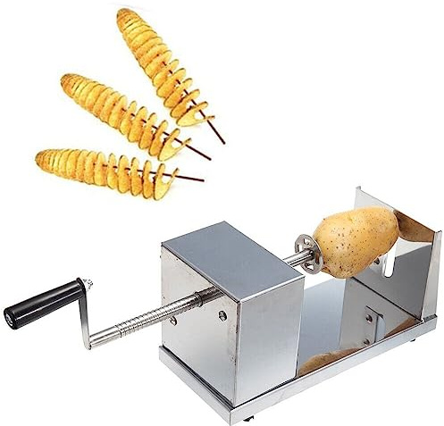 chennnls Affettatrice a spirale in acciaio inox, per patate e mele, con manico antiscivolo, per cetrioli, carote, verdure, tartado