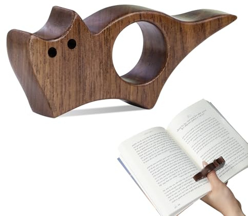 Chat Bague de Lecture,Porte Page de Livre en Bois Lisse,Accessoire Lecture,Porte Page Livre,Porte Page Livre Pouce,Cadeaux Idéaux Pour Les Lecteurs de Livres et Accessoires de Lecture