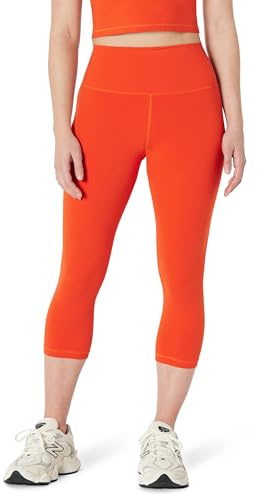 Amazon Essentials Legging d’Entraînement et de Yoga Ultra Doux, Longueur Capri et Taille Haute, Entrejambe de 48,3cm Femme, Rouge Vif, M