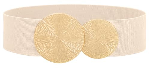 JASGOOD Ceinture Élastique Large Femme Grande Taille pour Robe Ceinture Rétro Tendance Extensible avec Double Boucle Ronde