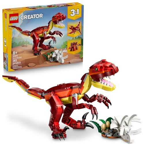LEGO Creator 3 in 1 Fierce Dinosaur Building Toy for Boys & Girls, Ages 8+ - Gift for Birthdays - Kids Build 1 of 3 Prehistoric Animal Figures - 31379