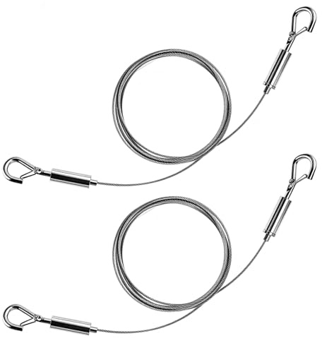 2pcs Picture Hanging Wire 2 Mx1.5 Mm Heavy Duty Picture Hanging Kit Adjustable Stainless Steel Wire Rope for Mirror Photo Frame Art for Up to 45 Kg