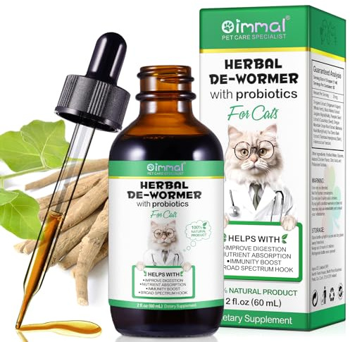 Tamiodfo Wurmkur Katze 60ml, Entwurmungsmittel Katzen mit Probitika, Natürliche Katzenwurmer-Tropfen, Verbesserung der Verdauung, Immunitätsschub- Kräuterentwurmer Entwurmung Katze