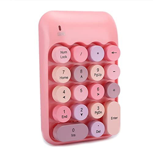 Cryfokt Tastierino Numerico Wireless Vintage con Cappuccio Rotondo Colorato, Portatile, Impermeabile, 18 Tasti, per contabilità Finanziaria, Materiale in Gel di Silice