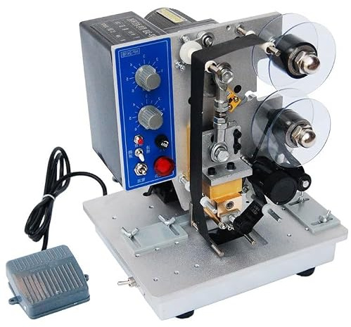 Electric Ribbon Printer for Date Coding and Labeling, Automatic Hot Stamp Machine with Temperature Control 0~200℃, Ideal for Industrial Packaging and Product Marking