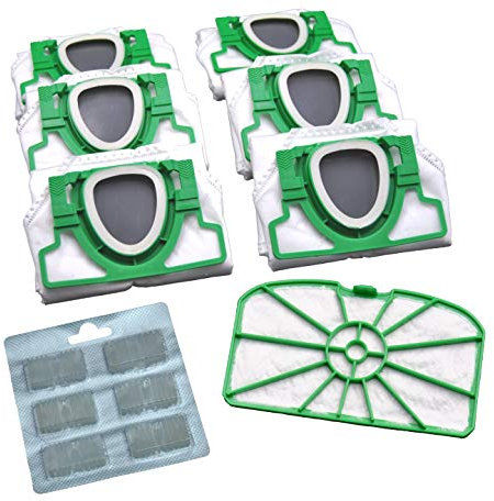 FSProdukte SET 6 Microvlies Staubsaugerbeutel, 1 Motorschutzfilter und 6 Duftblocks kompatibel mit Vorwerk Kobold 200 VK200 FP200 Premuim Qualität