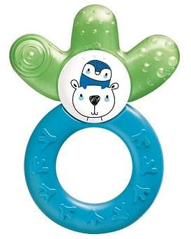 MAM Cooler Dentaruolo, Massaggia gengive neonati 4+ mesi rinfrescante e lenitivo, Con 5 diverse sagomature per sollievo nella dentizione, Accessori neonato con forma curva facile da afferrare, Azzurro