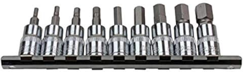 US PRO 3385 9pc 3/8 dr SAE/Imperial Hex, Allen Bit Socket Rail, Silver