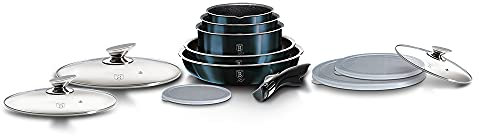 B BERLINGER HAUS BERLINGERHAUS Professional Precision Aquamarine 12 Piece Cookware Set with Removable Ergonomic Handle