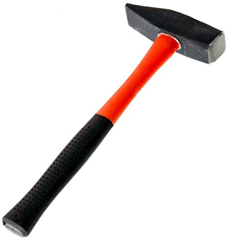 Hammer 1Kg Schlosserhammer mit Glasfaserstiel Fiberglasstiel Gummihandgriff Allzweck Robust