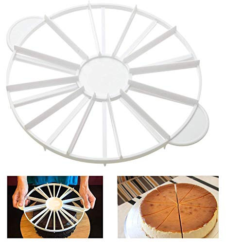 XIAOHONG Round Cake Slice & Pie Slicer Marker, Cake Divider, Cheesecake Cutter, Double Sided Cake Portion Marker, 10 or 12 Slices-Works for Cakes Up to 16-Inches Diameter