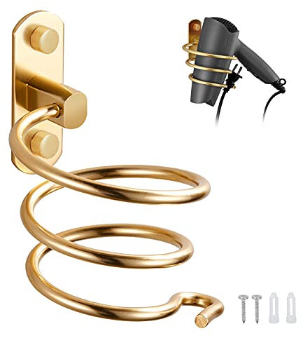 Rhinocerosdance Supporto per Asciugacapelli Montaggio a Parete Porta Asciugacapelli per Asciugacapelli per Camere da Letto Toilette Barbiere(Oro)