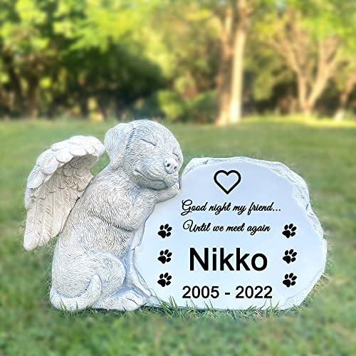 CUDMORERBE Personalized Dog Angel Pet Memorial Grave Marker Tribute Statue-Pet Headstone Memorial Garden Stones-Good Night My Friend.Until We Meet Again