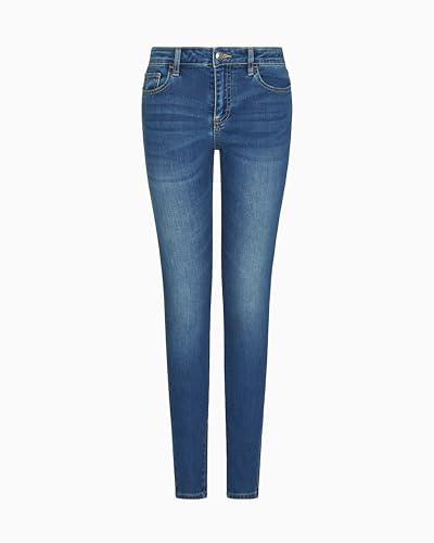 Armani Exchange Women's Essential, 5 Bolsillos, Parche Logotipo, Jeans, Azul, 27, Mediados De Azul, Talla única