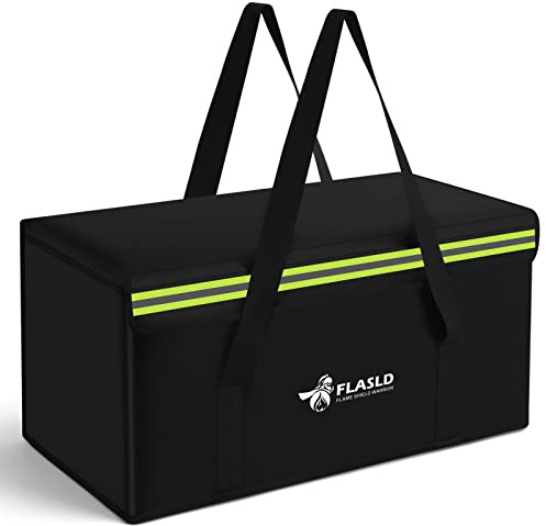 FLASLD Large Fireproof Document Bags, 24x12x12” Waterproof Storage Firesafe Bag, Fireproof Folder Safe Box for Cash, Valuables & Passport, Silicone Coating & Zipper Closure