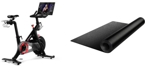 Peloton Bike | Indoor Exercise Bike with 22' HD Touchscreen & Mat - 91 cm x 182 cm, 4 mm Thickness, Fits Plus Size & Even Grows with Kids