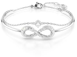 Swarovski Hyperbola Armreif, Rhodinierter Damenarmreif mit Unendlichkeitssymbol und Strahlenden Klaren Swarovski Kristallen