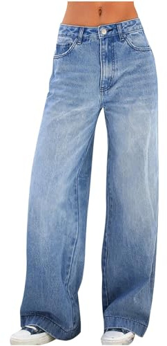 NUSGEAR 2024 Y2K Jean Taille Basse Style évasé pour Femme Coupe Droite Coupe Ample Style Jean pour Femme Taille Haute Évasé Vintage Jean Femme Taille Basse Jambe Large Pantalon Baggy Vintage