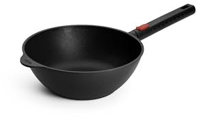 Woll Eco Logic QXR Wok- und Rührpfanne und Rührpfanne - Induktiv -, Ø 24 cm, 10 cm hoch, mit abnehmbaren Stiel - Geeignet für alle Herdarten, PFAS-frei, Antihaft-Versiegelung