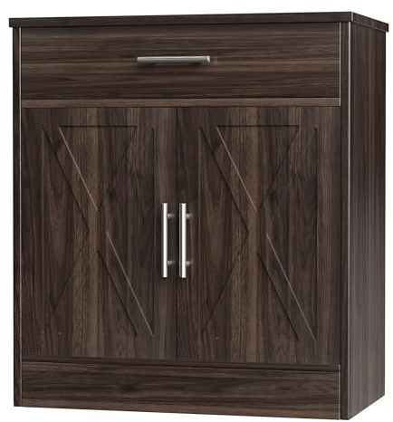 Shintenchi Farmhouse Storage Cabinets with Doors and Shelves,Kitchen Barn Door Storage Cabinet with Drawers,Coffee Bar Cabinet Buffest Sideboard for Dining Living Room,Bathroom,Entryway,Dark Brown