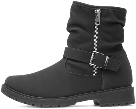 Lilley Women's Black Buckle Zip Up Ankle Boots - Size 7 UK - Black