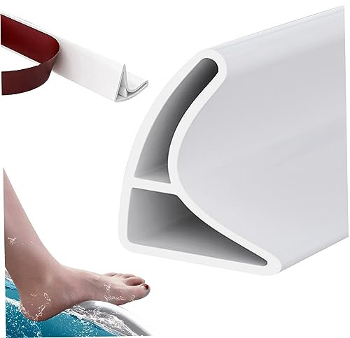 Barrera de agua de ducha 157.48 pulgadas Umbral de ducha en forma de U Cuttable Agua flexible Presa Autoadhesiva Puerta de ducha a prueba de sellado Fello de sellado para baño de cocina, umbral de du