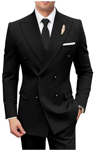 Men's 2 Piece Suits Formal Suit Set Slim Fit Black Wedding Tuxedo Double Breasted Suits for Men Prom Dinner Homecoming Suit 3XL