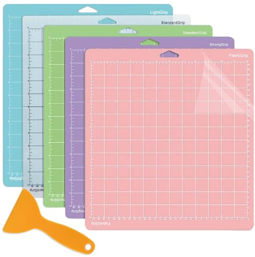ANBOWEI Tapete de Corte para Cricut Maker 4/Maker 3/Explore 3/Air 2/Air/One 12x12, 5 Alfombrillas de Corte Adhesivas para Cricut - StandardGrip, LightGrip, StrongGrip, FabricGrip