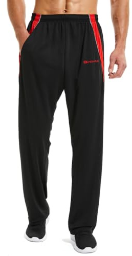 ZENGVEE 1 Pack Tracksuit Bottoms Men Lightweight Jogging Trousers with Pockets Sport Casual Sweatpants for Running Work Joggers Gym Training(CW-UK-0430-BlackRed-L)
