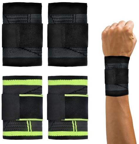 HENGBIRD 4 pezzi di supporto per polso, polsino traspirante, fascia da polso, tendinite, sollievo dal dolore, bendaggio da polso per sport