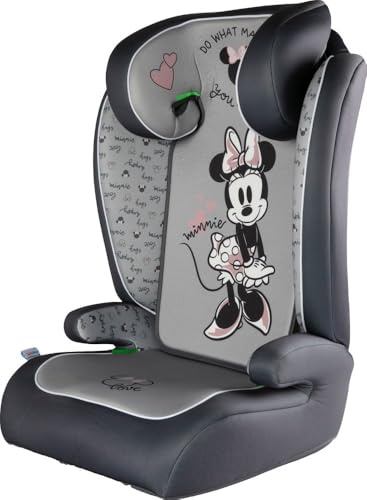 Tataway Disney Minnie Mouse i-Size R129, siège auto pour enfant de 15 à 36 kg (3,5 à 12 ans), 100-150 cm, groupe 2/3, s'installe avec une ceinture à 3 points, gris