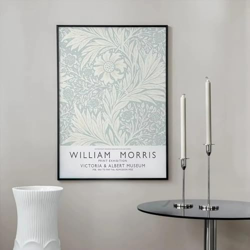 Nordisk William Morris-affischtryck Abstrakt växtmålning med ringblomma och riddarsporre Väggkonst för rum, heminredning (70x100 cm/utan ram)