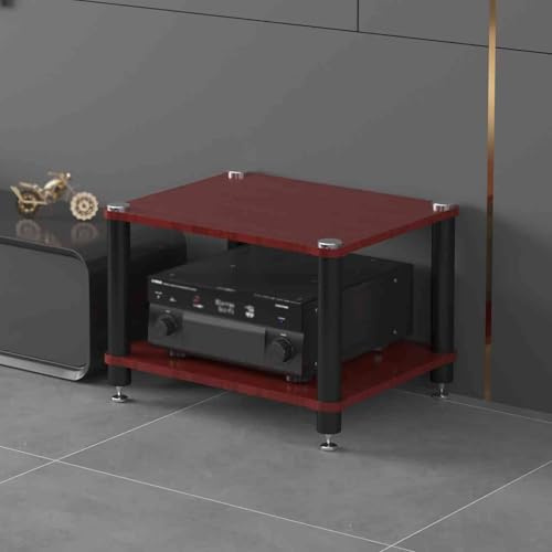 HiFi-Racks Vinylskivkonsolstativ, routerskåp ljudställ för skivspelare och stereosystem, kompakt design (rödbrun, 49 x 48 x 37 cm)